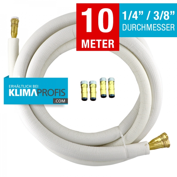 Kältemittelleitung mit selbstschließenden Anschlussarmaturen, halbflexibel, 6/10mm, 10 Meter