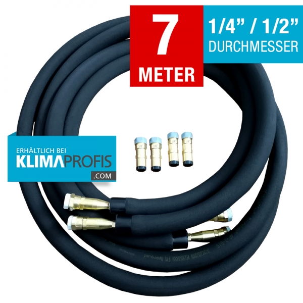 Kältemittelleitung mit Anschlussarmaturen, hochflexibel, 6/12mm, 7 Meter