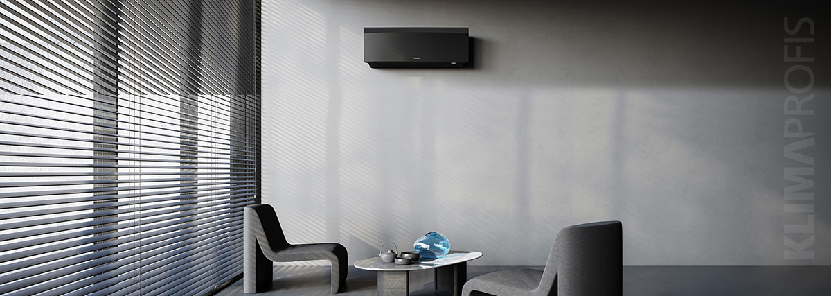 Daikin Emura 3 FTXJ-AB R32 WiFi Inverter Single-Split Klimageräte-Set, Mattschwarz
