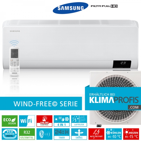 Samsung Wind-Free Avant AR 24 R32 Eco Digital Inverter Wandklimageräte Set - 7,6 kW