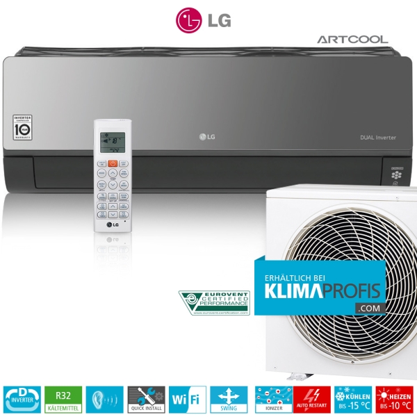 LG Artcool Energy AC24BK Dual Inverter - Wandklimageräte Set - 7,42 kW