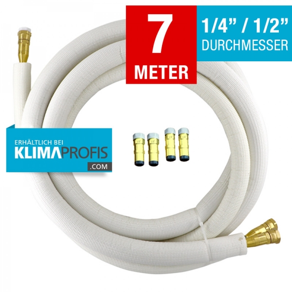 Kältemittelleitung mit selbstschließenden Anschlussarmaturen halbflexibel, 6/12mm, 7 Meter