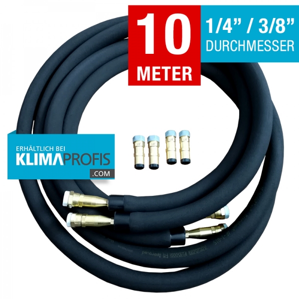 Kältemittelleitung mit Anschlussarmaturen, hochflexibel, 6/10mm, 10 Meter