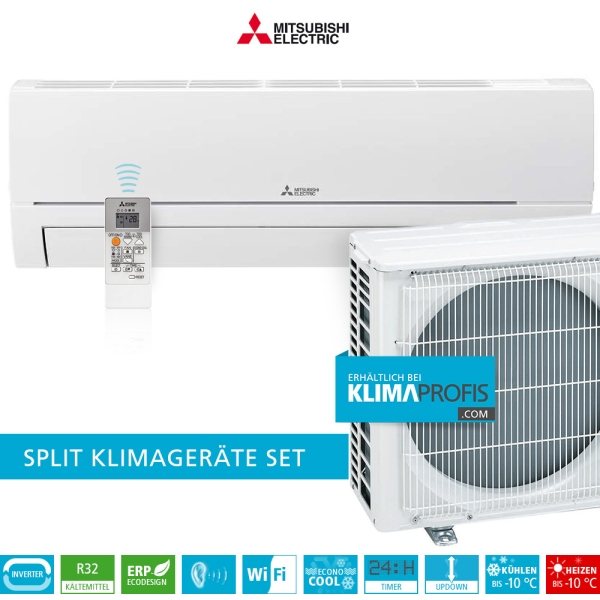 Mitsubishi Electric MSZ-HR35VFK NOVO R32 Inverter Wand-Klimageräte Set mit WiFi - 3,4 kW
