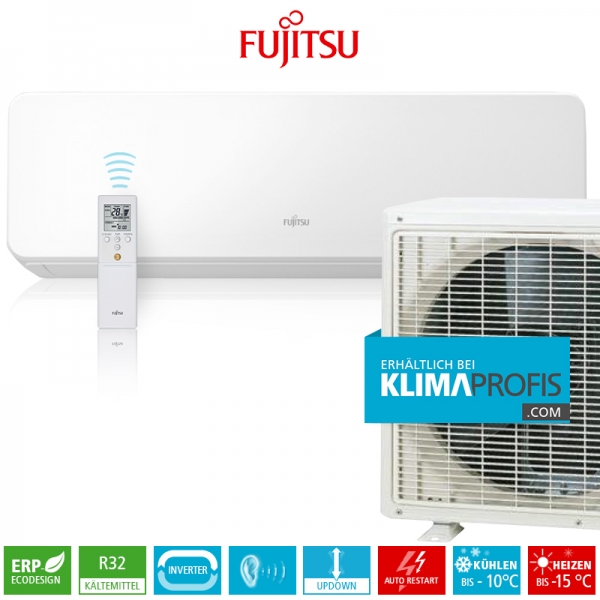 Fujitsu ASYG07KGTB R32 Inverter Design Wandklimageräte Set - 3,2 kW