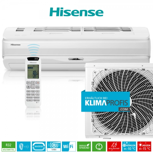 Hisense Silentium Pro QD25XU0AG R32 WiFi Inverter Wandklimagerät-Set - 4 kW