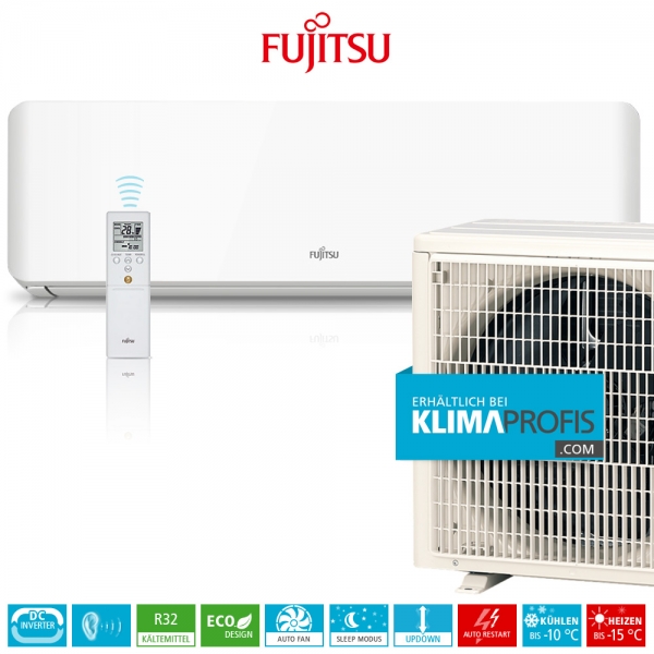 Fujitsu ASYG09KMCC R32 Inverter Design Wandklimageräte Set - 3,2 kW