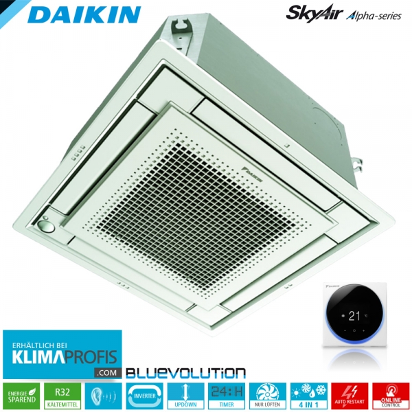 Daikin SkyAir FFA35A9 R32 Inverter Euroraster Deckenkassette weiss - 3,4 kW