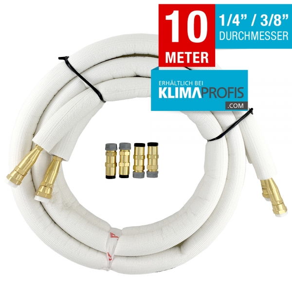 Kältemittelleitung mit Anschlussarmaturen, hochflexibel, 6/10mm, 10 Meter