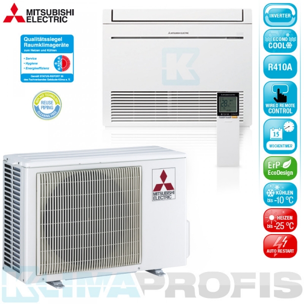 Mitsubishi MFZ-KJ25VEHZ Hyper Heating Inverter Truhenklimageräte Set - 3,4 kW