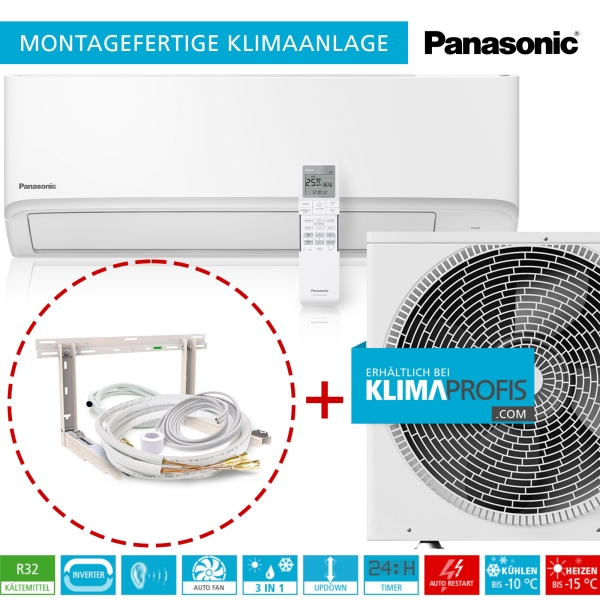 Panasonic CS-TZ20ZKE Single-Split Set 2,4 kW inkl. Zubehör für ein Raum bis 57 m3