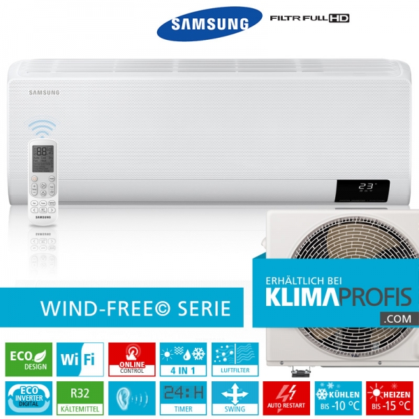 Samsung Wind-Free Comfort AR 09 R32 Eco Digital Inverter Wandklimageräte Set - 3,4 kW