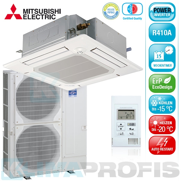 Mitsubishi PLA-ZRP140BA 4-Wege-Deckenkassetten Set A - 15 kW