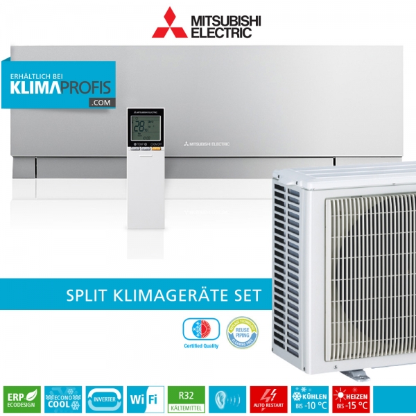 Mitsubishi Electric MSZ-EF35VGKS WiFi R32 Premium Wandklimageräte-Set - 4 kW