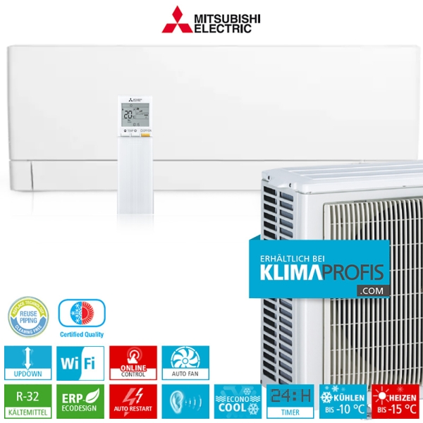 Mitsubishi Electric MSZ-AY42VGK WiFi R32 Kompakt Wandklimageräte-Set - 4,5 kW