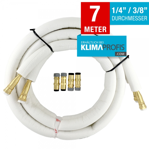 Kältemittelleitung mit Anschlussarmaturen, hochflexibel, 6/10mm, 7 Meter