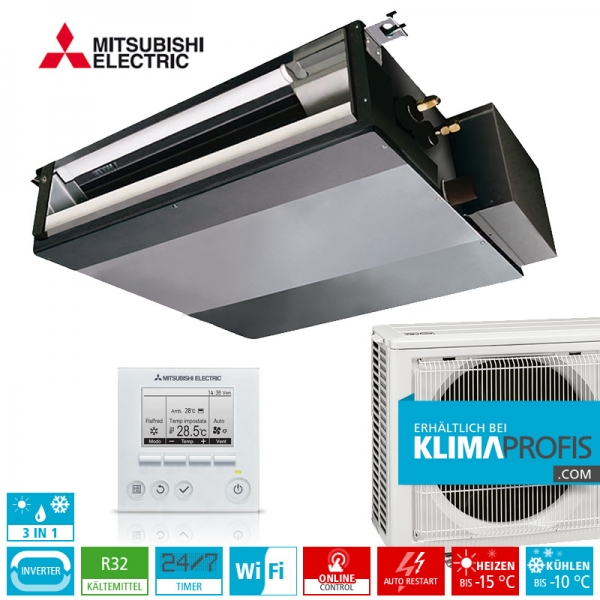 Mitsubishi SEZ-M25DA Kanaleinbauklimageräte Set - 3,2 kW inkl. Kabelfernbedienung