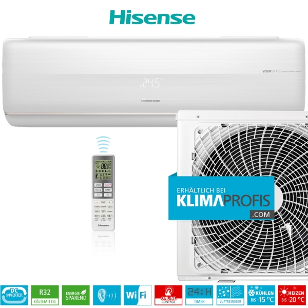 Hisense Fresh Master QF25XW0E R32 WiFi Inverter Wandklimagerät-Set - 4 kW